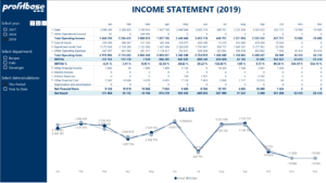 Profitbase report example showing income statement