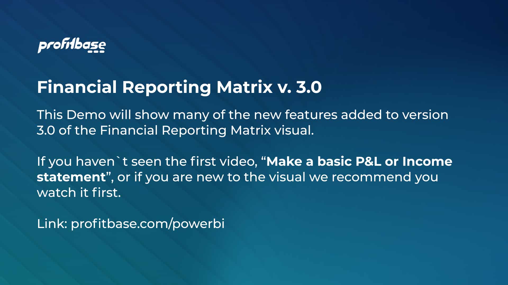 Financial Reporting Matrix - new features